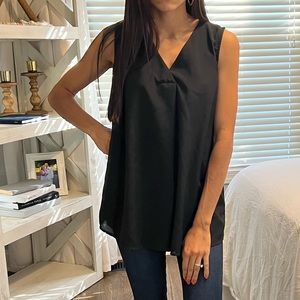 Black Satin Front Blouse - Size M